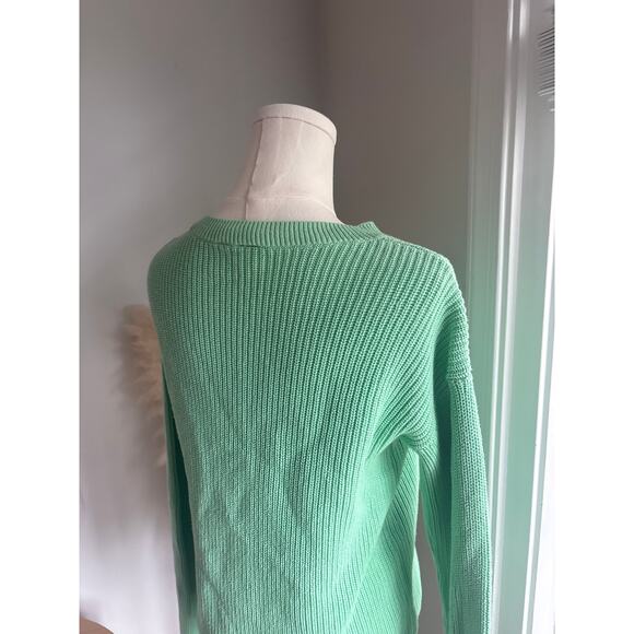 GAP Seafoam Green Knit Crew Neck Sweater Womens XS Cotton - Picture 9 of 9